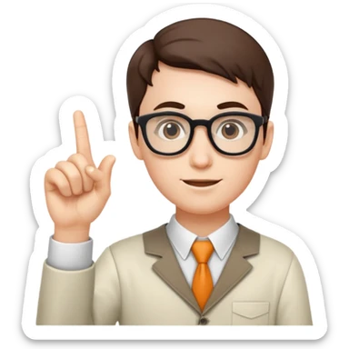 Nerd with pointer finger up sticker
