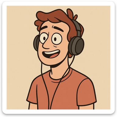 A guy with headphones sticker