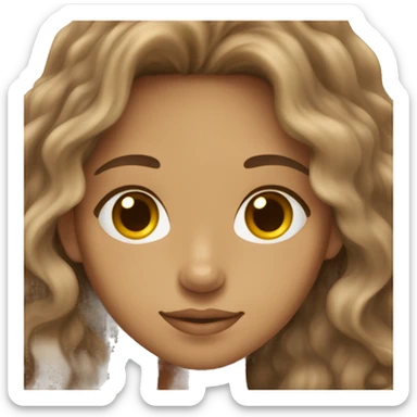 Brown wavy longhaired brown eyed light skin girl sticker