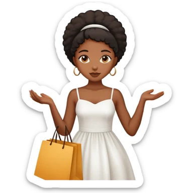 Black girl wearing white dress shopping sticker