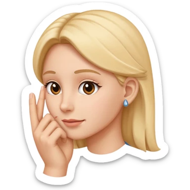 Hand touching ear sticker