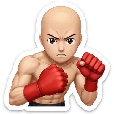 Angry Saitama with his red giant hand punching (just punch) sticker