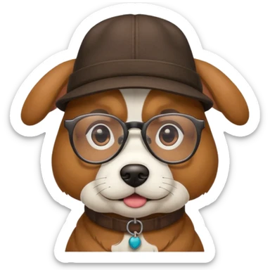 Dog with glasses and hat  sticker