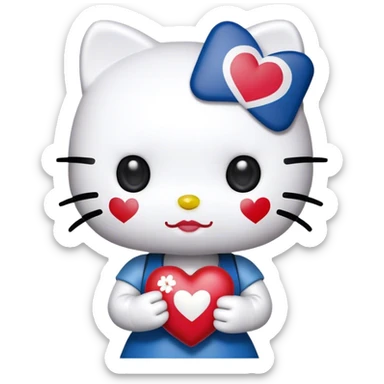 hello kitty with heartholding the South Korean flag heart sticker