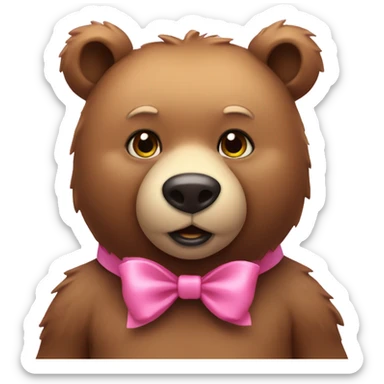 Bear with pink bow sticker