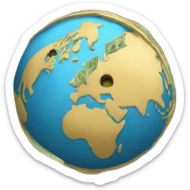 Globe with stack of money sticker