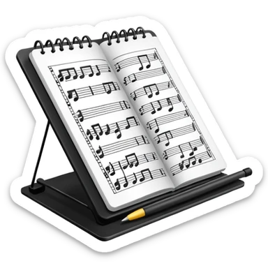 music score notebook with stand sticker