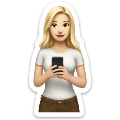 beautiful white girl scrolling phone sticker