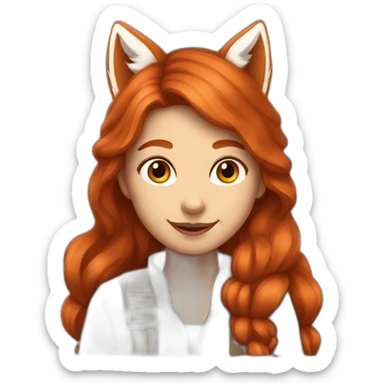 Gerl-redhead-happy-Fox ears sticker