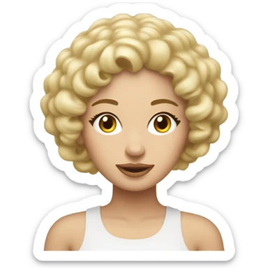 Grosse femme avec cheveux bouclés Blond, ￼￼ sticker