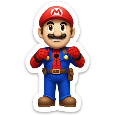 Mario with spider-man sticker