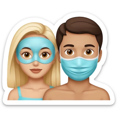 Pareja con mascarilla de belleza sticker