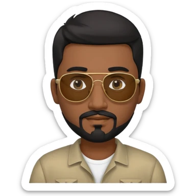 Indian man with  black hair and Goatee and sunglasses sticker