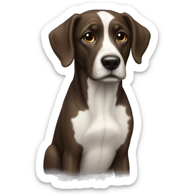 realistic dog portrait full body dark brown ears sticker