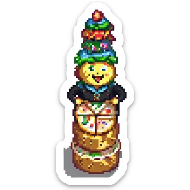Peppino from Pizza Tower, pixel art style, energetic pose, expressive face, simple background sticker