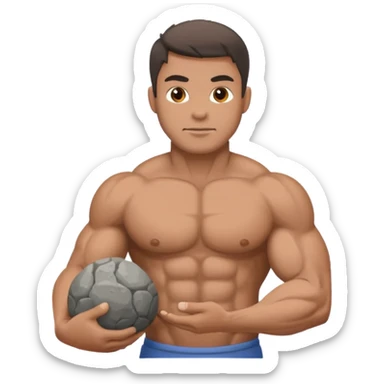 muscular man carries a stone ball sticker
