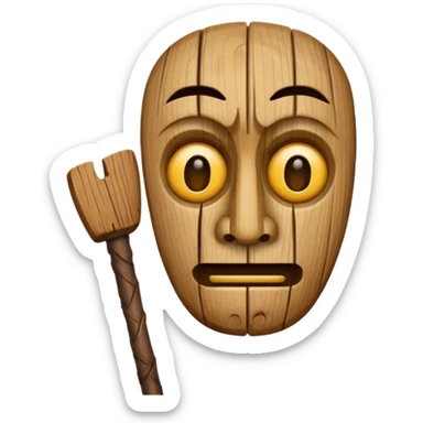 uma madeira com cara esquisita com um bastão  sticker