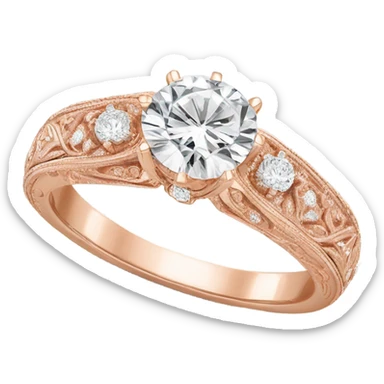 Rose gold wedding diamonds ring with g+c imprinted on it  sticker