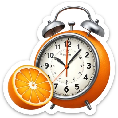clock with a little orange next to it sticker