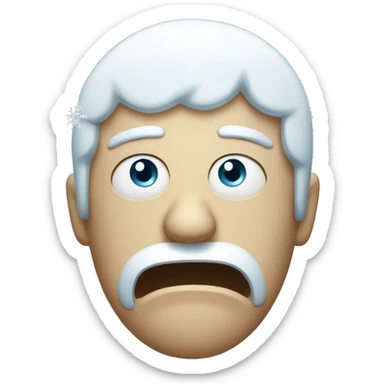 angry pissed off snow covered face with snowflakes  sticker