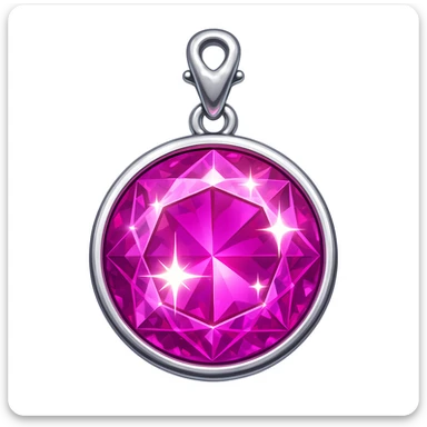 Add a pink hue and extra sparkle to the purple sugilite holographic gem charm with silver metal frame, keep emoji style, no gemstone accents sticker
