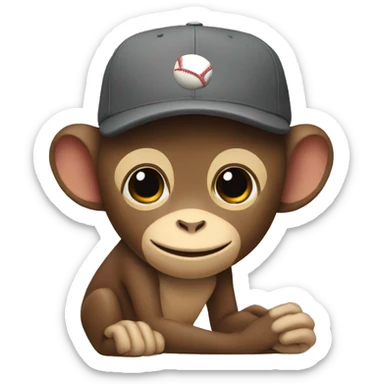 Baseball cap on a monkey sticker
