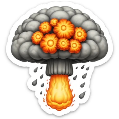atomic bomb muschroom cloud in the shape of the letter T sticker