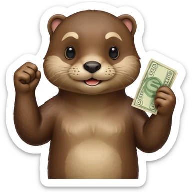 generate a take my money otter emoji, similarly to the futurama phlipp emoji. with philipp holding some banknotes in his fist high sticker