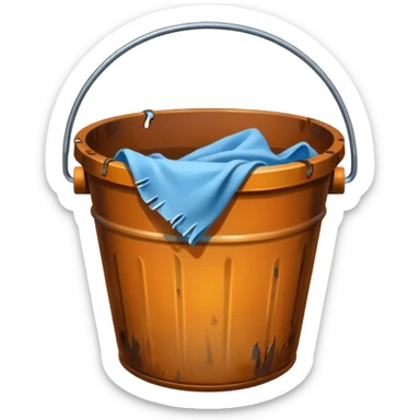 bucket with rag sticker