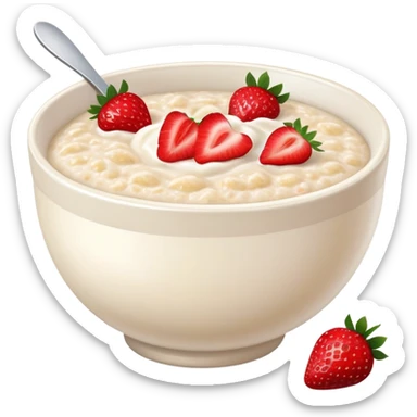 bowl of porridge with fresh strawberries sticker