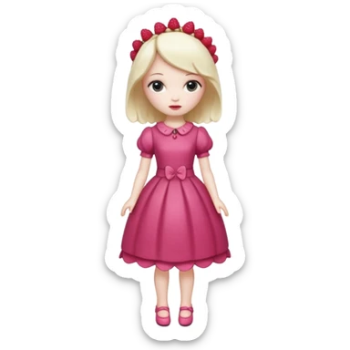 Isolated detaile illustration incredibly modern raspberry torte doll figurine full body sticker