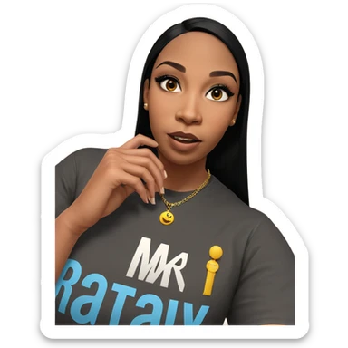 girl with black hair necklace sticker