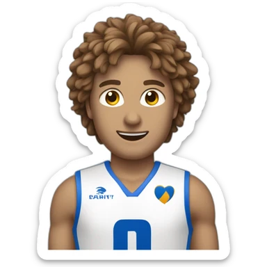 Handball joueur blanc aucheveux brun avec un maillot bleu sticker