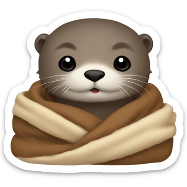 otter cozy in blanket sticker