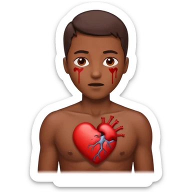 heart thumping out of chest brown skin person sticker