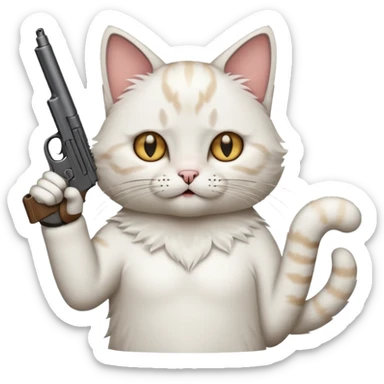 Make a cat holding up the middle finger with a gun sticker
