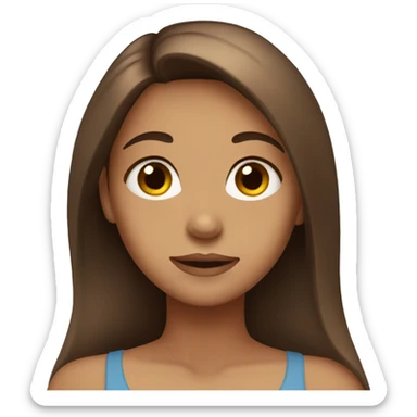 Girl with long brown hair and brown eyes sticker
