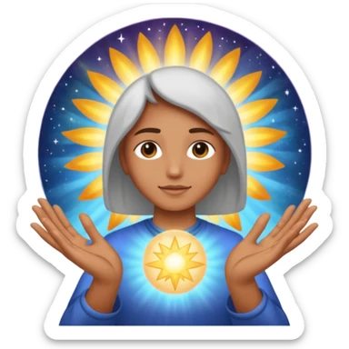 radiating a cosmic healing light through two hands  sticker
