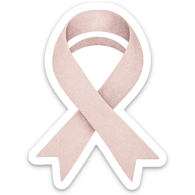 Add elegant and minimal glitter to the aesthetic pink ribbon in iPhone emoji style, with no background. sticker
