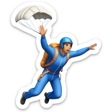 A base jumper soaring through the sky, with a parachute deployed, gliding over a dramatic cliffside or tall building. The background showcases a vast landscape below, with clouds and open skies, emphasizing the adrenaline and freedom of the sport sticker