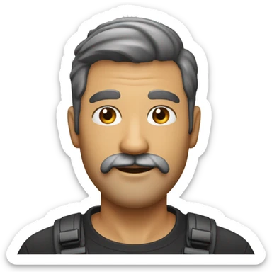 homme age 45 ans avec des cheuveux courte noir et une moustache très courte et un très courte barbe en bas de visage   sticker