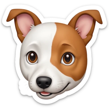 a fully white jack russell the size of a kelpie with light brown ears and a light brown patch on one eye sticker