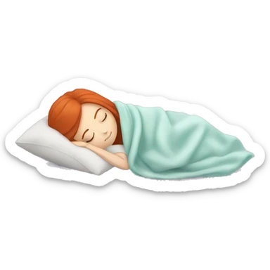 redhead girl sleeping with a pillow and blanket sticker
