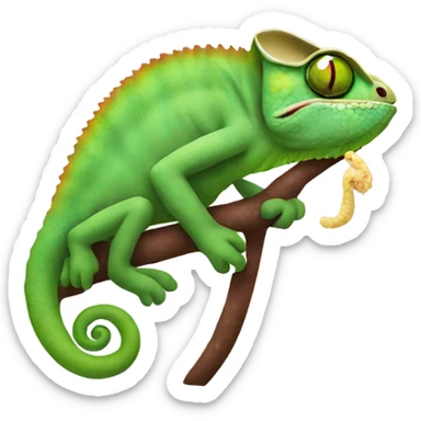 Chameleon eating worm sticker