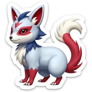 Electrike-Absol-Zorua-Furret-Zangoose-fusion-animal-Fakémon-hybrid-creature  sticker