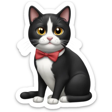 Tuxedo cat with a mustache sticker