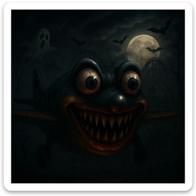 Avions manege du parc saint paul en emoji  rajoute et garde aspect terrifiante et rajoute  sticker