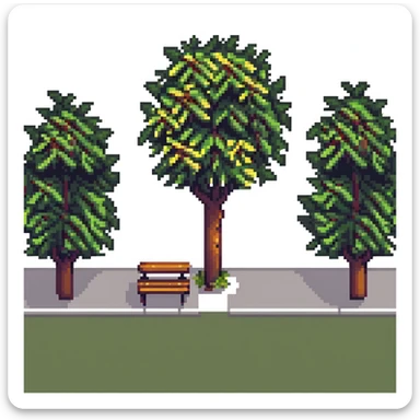 simple iconic city park with tree and bench sticker