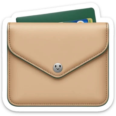 minimalist light beige wallet without symbols, dark green bills visible, emoji style sticker