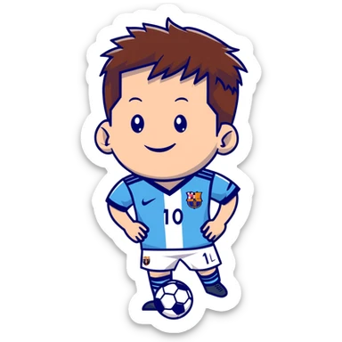 lionel messi smiling wearing a blue and white striped soccer jersey sticker